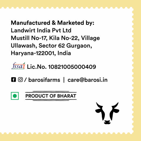 Barosi Cultured Cow Ghee 500 ml, Pure & Authentic Superfood, Bilona method, Sustainable Glass Packaging