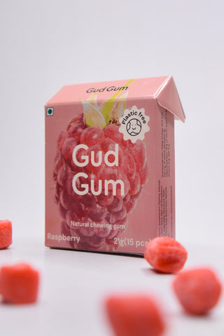 Mix Of 4 Gud Gum- Natural, Plastic Free Chewing Gum- Raspberry, Lemon, Charcoal Mint, Strawberry- 21g x 4 - Mini Pack of 4- No added artificial colours, flavours & sweeteners…