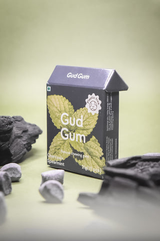 Mix Of 4 Gud Gum- Natural, Plastic Free Chewing Gum- Raspberry, Lemon, Charcoal Mint, Strawberry- 21g x 4 - Mini Pack of 4- No added artificial colours, flavours & sweeteners…