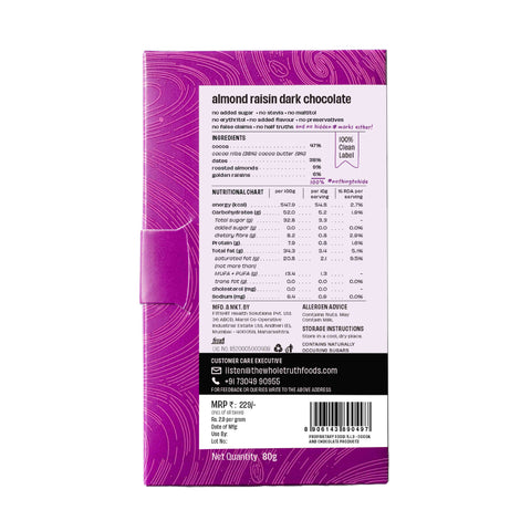 The Whole Truth 55% Dark with Almond & Raisins 80gms