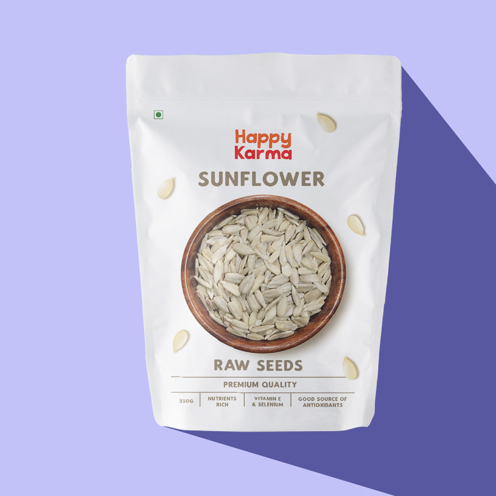 Happy Karma Sunflower Seeds 350g | Vitamin and Protein Rich | Raw Sunflower Seeds for Eating | Diet food | SuperSeeds | Superfood |