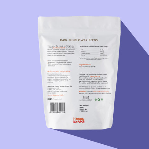 Happy Karma Sunflower Seeds 350g | Vitamin and Protein Rich | Raw Sunflower Seeds for Eating | Diet food | SuperSeeds | Superfood |