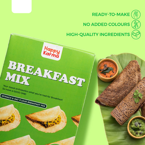 Happy Karma Breakfast mix | 350 g | Oat flour and spinach Breakfast mix | Easy to make | Gluten free