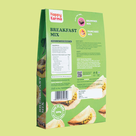 Happy Karma Breakfast mix | 350 g | Oat flour and spinach Breakfast mix | Easy to make | Gluten free
