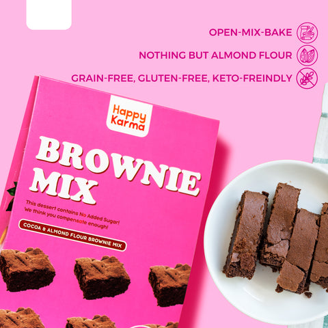Happy Karma Brownie Mix | 250g |Cocoa & Almond flour Brownie mix | Easy to make | Gluten free