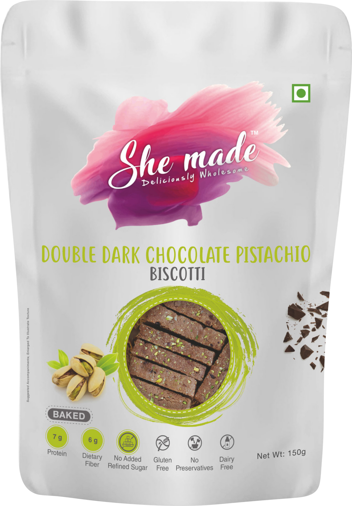 Biscotti - Double Dark Chocolate Pistachio 150 gms