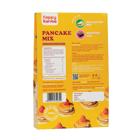Happy Karma Pancake Mix | 300g | Buckwheat Banana Pancake Mix |Easy to make | Gluten free