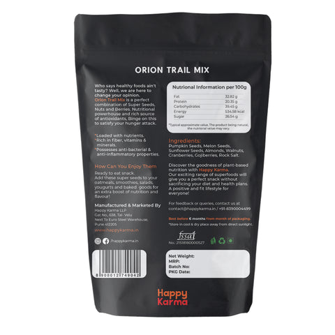 Happy Karma Orion Trail Mix 100g *2| Healthy snacks | Super Seeds |