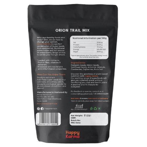 Happy Karma Orion Trail Mix 100g *2| Healthy snacks | Super Seeds |