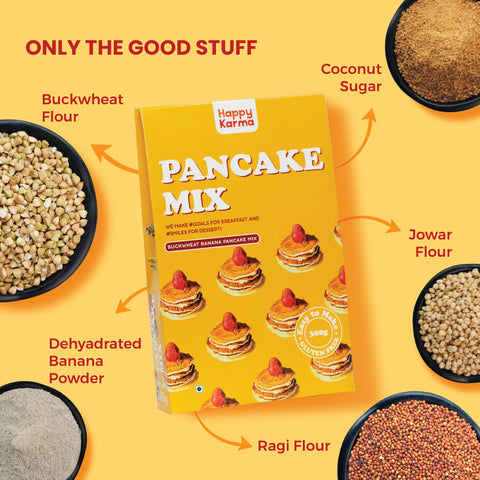 Happy Karma Pancake Mix | 300g | Buckwheat Banana Pancake Mix |Easy to make | Gluten free
