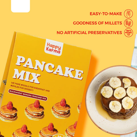 Happy Karma Pancake Mix | 300g | Buckwheat Banana Pancake Mix |Easy to make | Gluten free