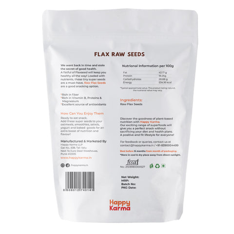 Happy Karma Raw Flax Seeds 400g | Alsi Seeds | Seeds for weight loss | 100% natural | Seeds for better hair |