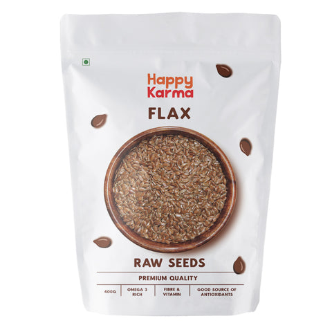 Happy Karma Raw Flax Seeds 400g | Alsi Seeds | Seeds for weight loss | 100% natural | Seeds for better hair |