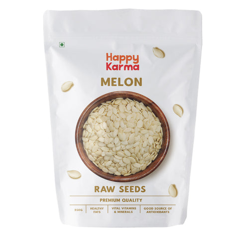 Happy Karma Melon Seeds 350g | Kharbhuja Beej | Healthy Snacks | Rich in Protien | Edible Raw and Organic Seeds